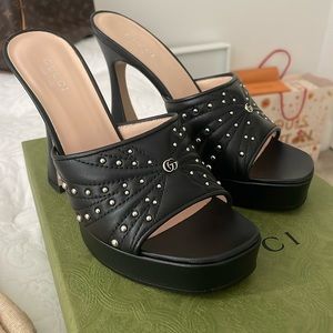 NWT GUCCI Claire platform mule black size 37